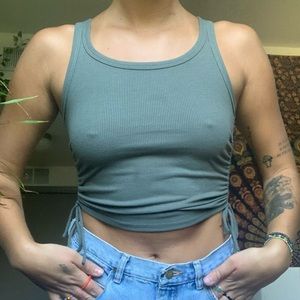 Princess Polly Madelyn Top Green- Size 6 (US)